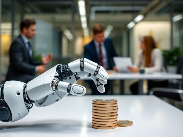 Roboți inteligenți, monede românești, oameni de afaceri.